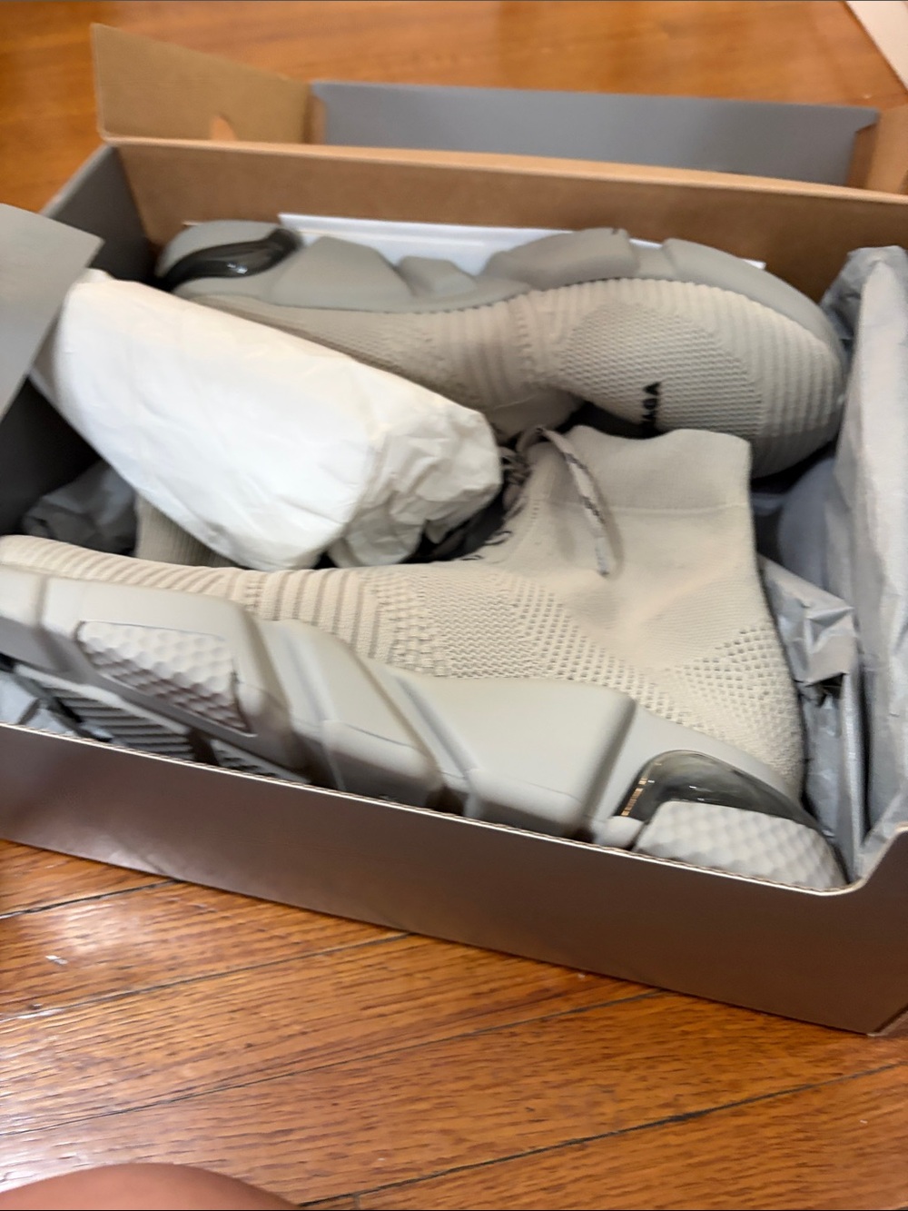 Balenciaga Grey Sock-Style Athletic Sneakers - Picture 1 of 4